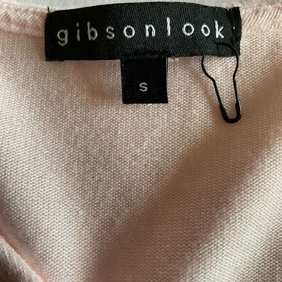 Gibson Sweater V-Neck Cozy Fleece Blouson Sleeve Pink Pastel Women Size Small - Picture 4 of 11
